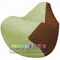 Бескаркасное кресло мешок Груша Г2.3-0407 (светло-салатовый, коричневый)